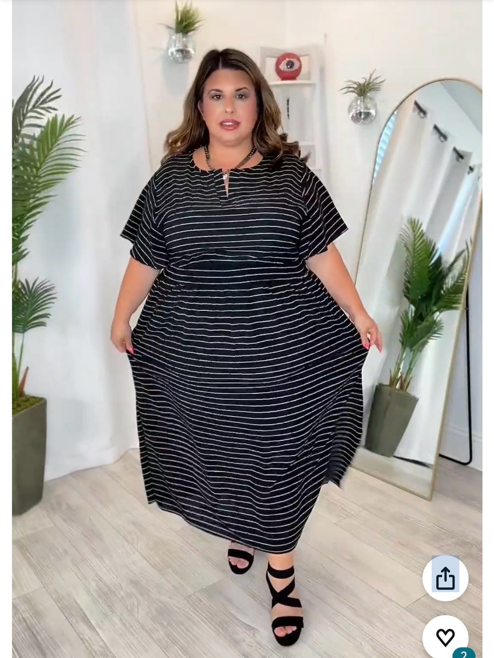 Plus Size Black Striped Maxi Dress